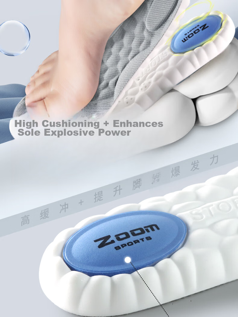 Zusheng 2 Pairs Men's Sports Insoles Sweat-Absorbing Comfortable Shock-Absorbing Thickened Running Military Training High-Elastic Breathable Anti-Fatigue Insoles 2