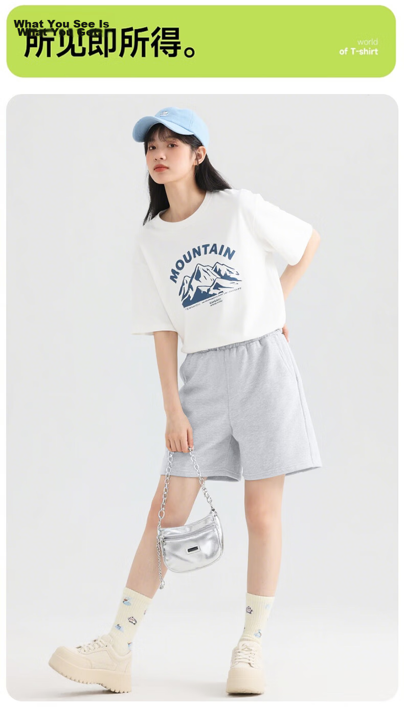 Baleno Women's Summer New Pure Cotton Loose Casual Sports Shorts Elastic Waist Slim Straight Five-Point Pants 11