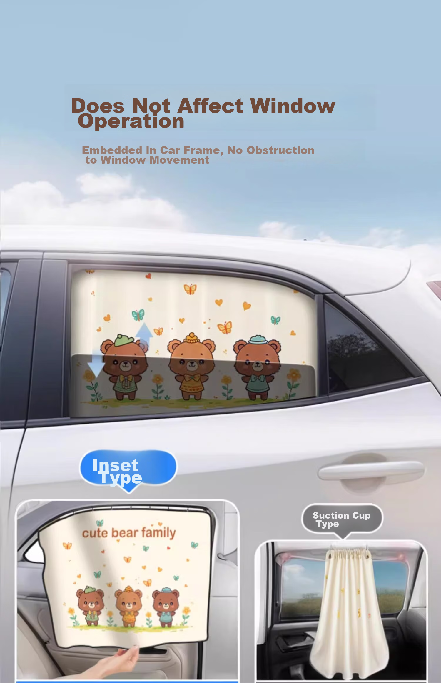 MOTCINO Car Window Sunshade Track Curtain Baby Car Sun Protection Privacy Curtain Side Window Blackout for Infants and Children 13