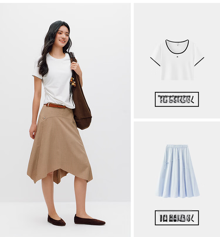 Semir Mall Same Style | Women's Summer Slim Fit Short Sleeve T-Shirt with Pleated Color Block Pullover 2026 Top 101326100048 12