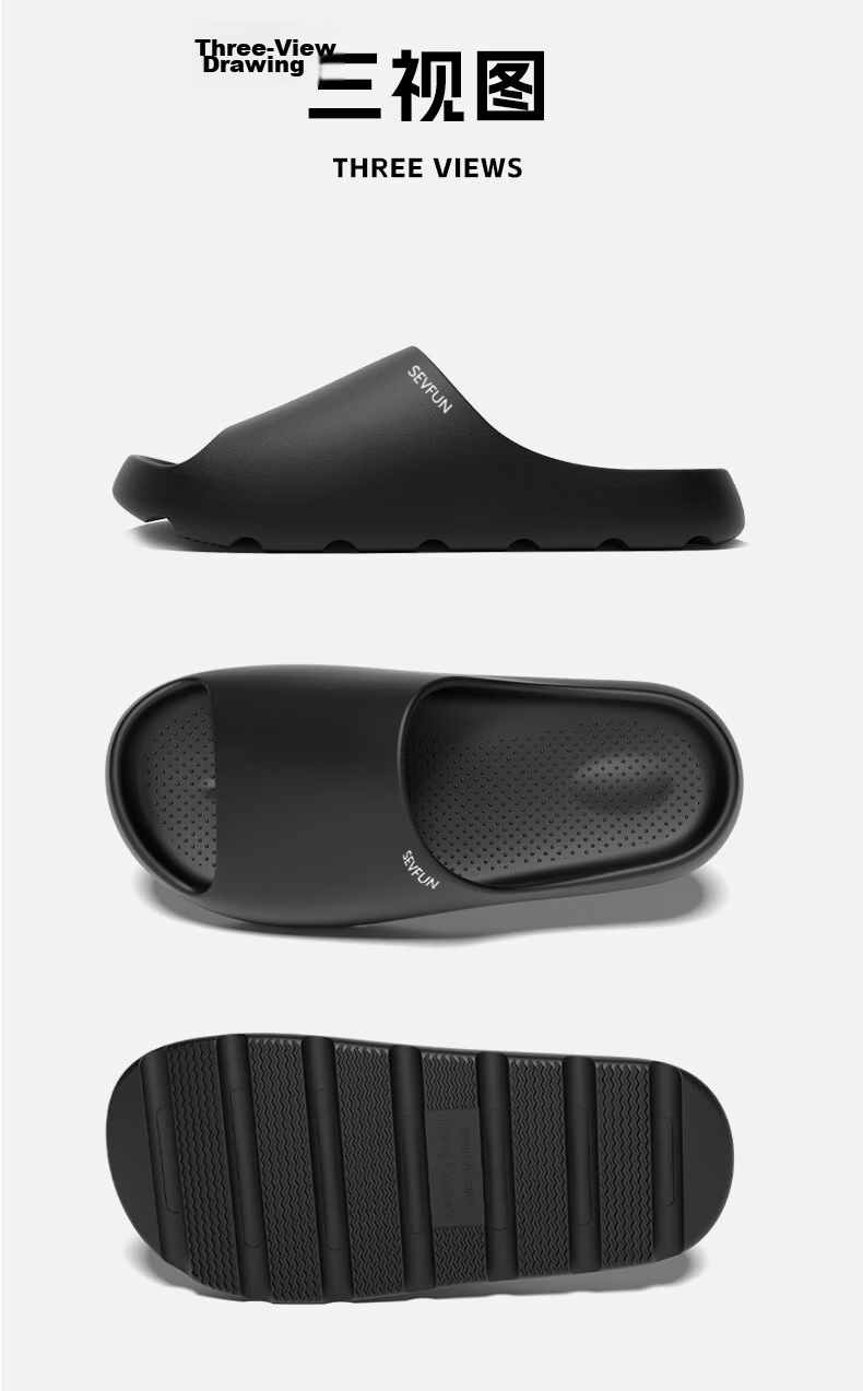 Seven-Color Spun Men's Summer Outdoor EVA Thick-Soled Wear-Resistant Non-Slip Bath Slippers Large Size Couple Women's White 38-39 9