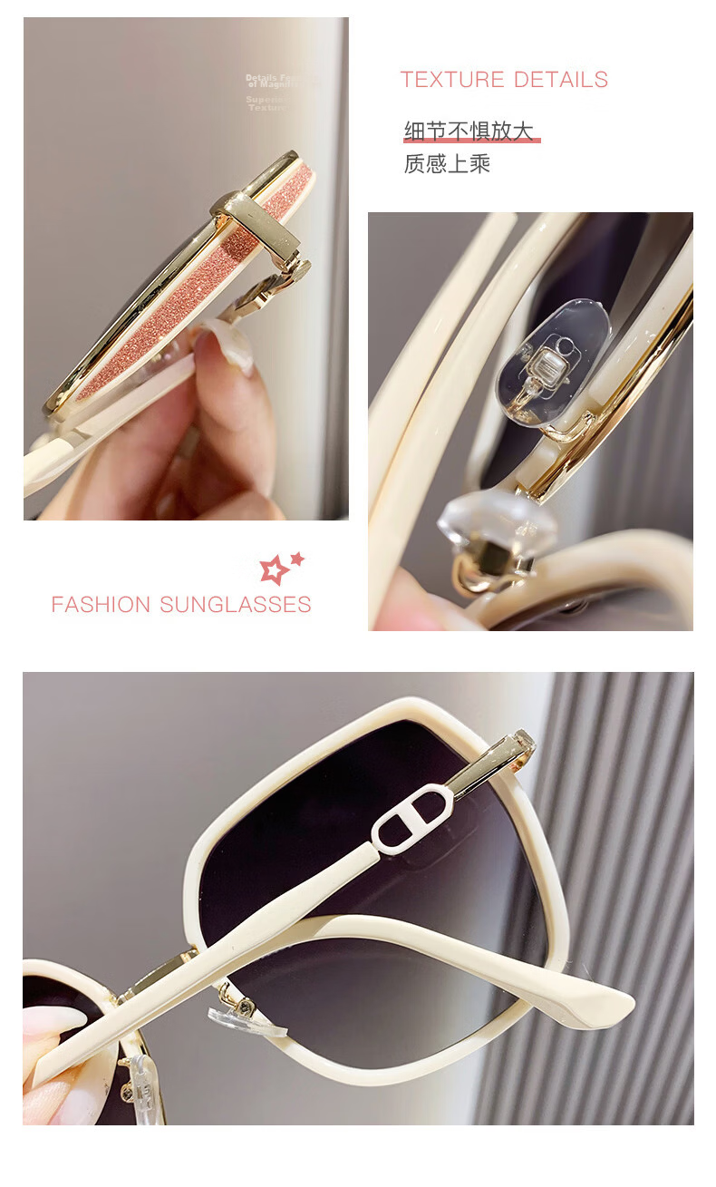 40,000 Kilometers 2026 New Large Frame Polarized Sunglasses for Women, Suitable for Square and Round Faces, Glitter Design, UV Protection 9