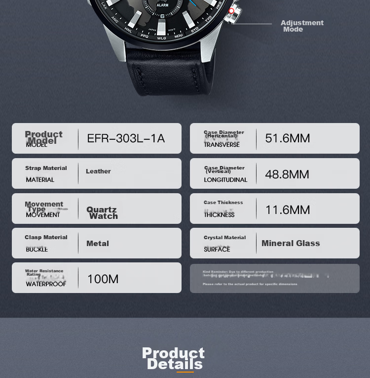 CASIO Men's Watch, EDIFICE Earth Heart Quartz Exam Japanese And Korean Style, Gift for Boyfriend, EFR-303DB 6