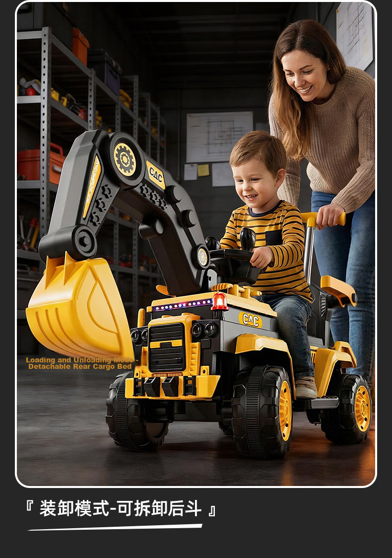 Kids Excavator Toy Car for Boys and Girls, Ride-On Remote Control Electric Digging Construction Vehicle 24