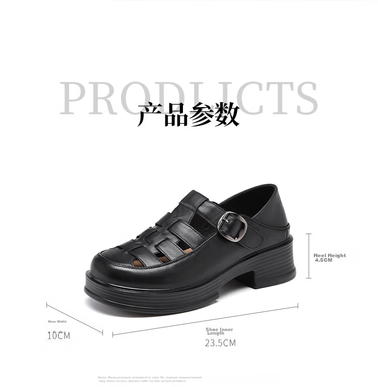 Red Dragonfly Women's Roman Sandals Soft Leather Sole Fashionable Dual-Wear Thick Sole Lightweight Casual Shoes WTK265542 Off-White Size 36 8