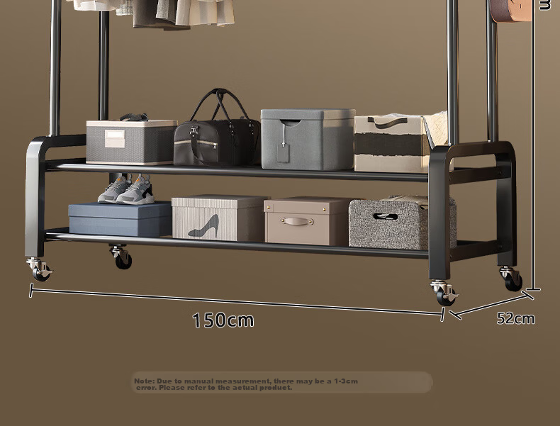Xiangzhubian Double-Layer Double-Net Floor Standing Coat Rack Clothes Hanger for Dormitory Bedroom Balcony Storage Rack 25