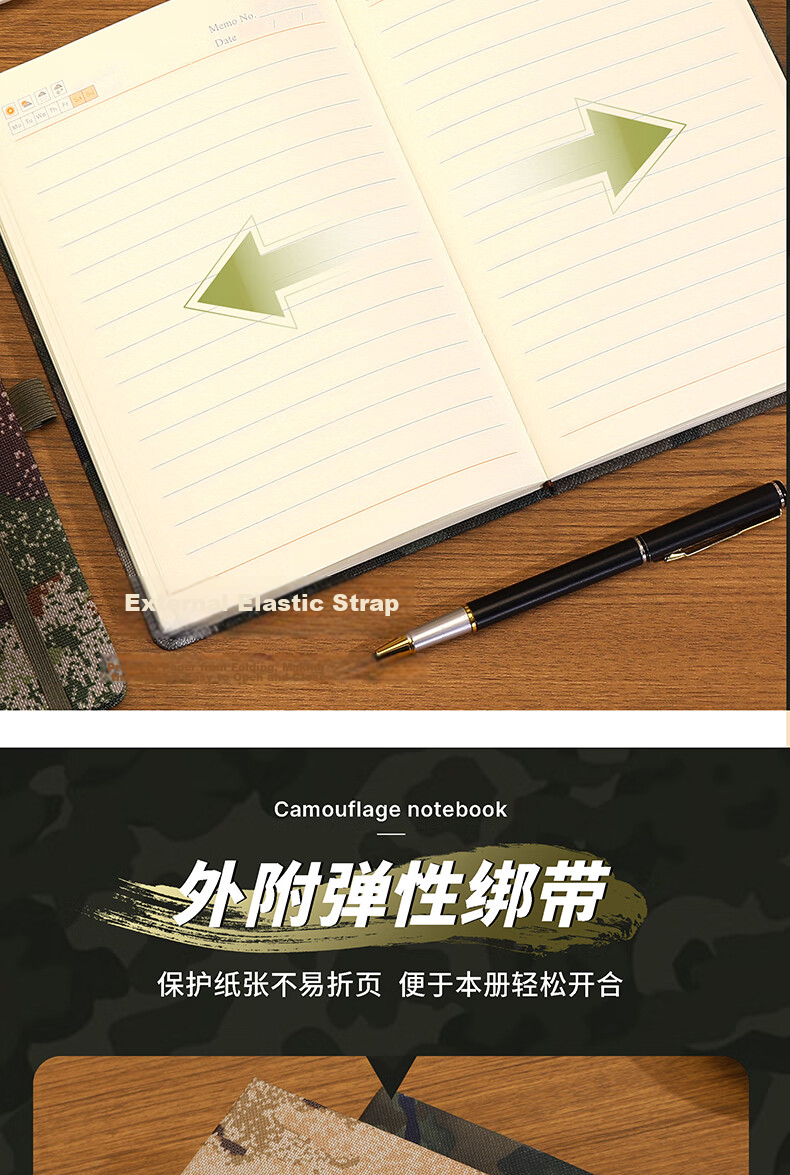 AoHuan A7 Desert Camouflage Yellow Strap Notebook 180 Sheets 360 Pages Outdoor Training Educational Theory Study Record Soldier Gift Diary Custom LOGO 7