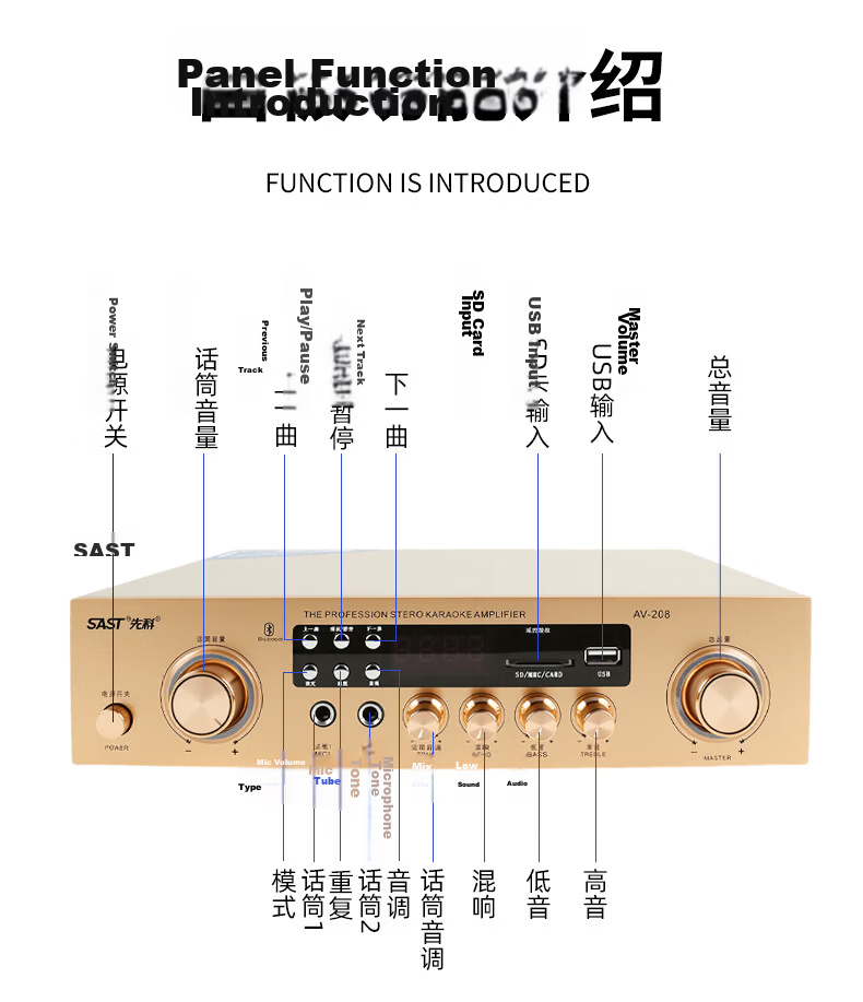 SAST AV-208 High Power Amplifier Home Karaoke KTV Bluetooth Professional Home Theater Conference Audio Amplifier 11