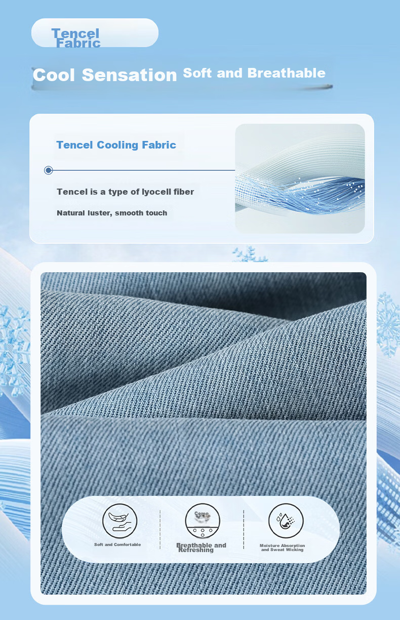 Jeanswest Women's Summer Soft Tencel High-Waist Draped Lyocell Wide-Leg Straight Pants Light Blue Tencel Lyocell L 6