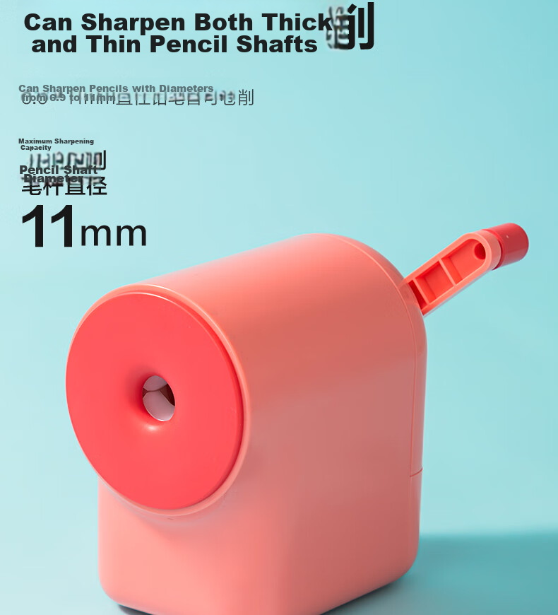 Deli Large-Aperture Hand-Crank Pencil Sharpener with 5 Adjustable Thickness Settings, 12mm Large Triangular Pencil Sharpener for Students' Stationery, Exams, And Children's Birthday Gifts 4