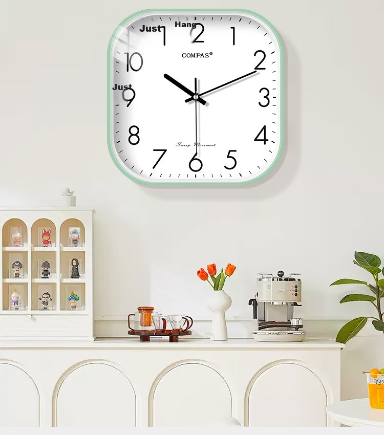 Compas Silent Modern Minimalist Square Quartz Wall Clock for Living Room Bedroom 28cm Gold 1557 2
