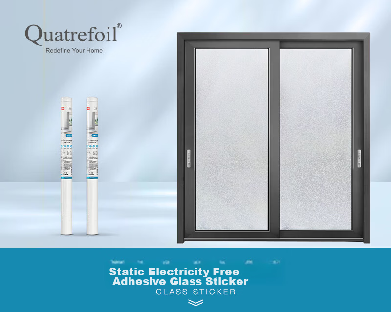 Quatrefoil Frosted Glass Static Cling Window and Bathroom Film 90x200cm Pure Frosted 1