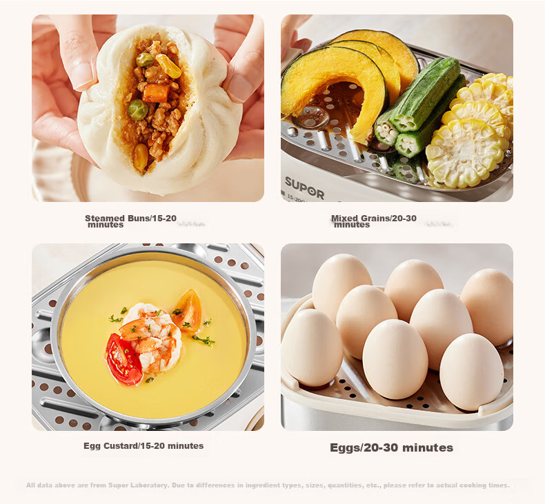 SUPOR Egg Cooker, Steamer, Small Steaming Pot, Egg Cooking Wonder, Rotary Knob with Timer And Auto Shut-Off, Double-Layer, Home Mini Egg Custard Multi-Function Cooker, Z15FK953 11