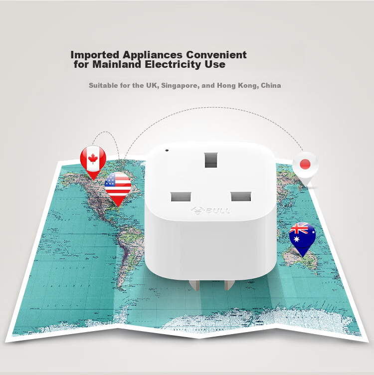 BULL National Standard to US Standard Converter Plug/travel Adapter Socket for Domestic Use, Suitable for China/Taiwan/USA/Canada/Japan And Other Regions' Electrical Appliances GN-L01CA 4