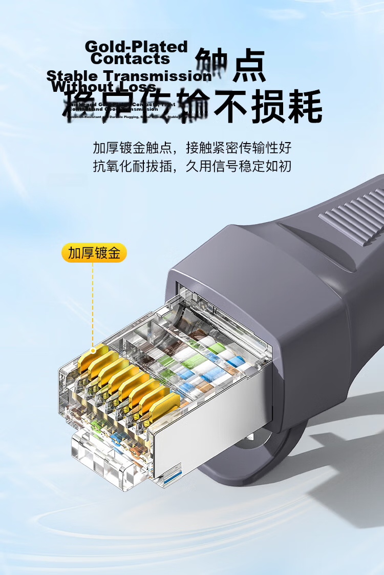 CHOOSEAL (CHOSEAL) CAT6A Category Double-Shielded Pure Copper 8-Core Twisted Pair Cable, Engineering-Grade 10 Gigabit Network Connection Cable, Computer Broadband Home Pre-Made Patch Cord 3 Meters QS567C 5
