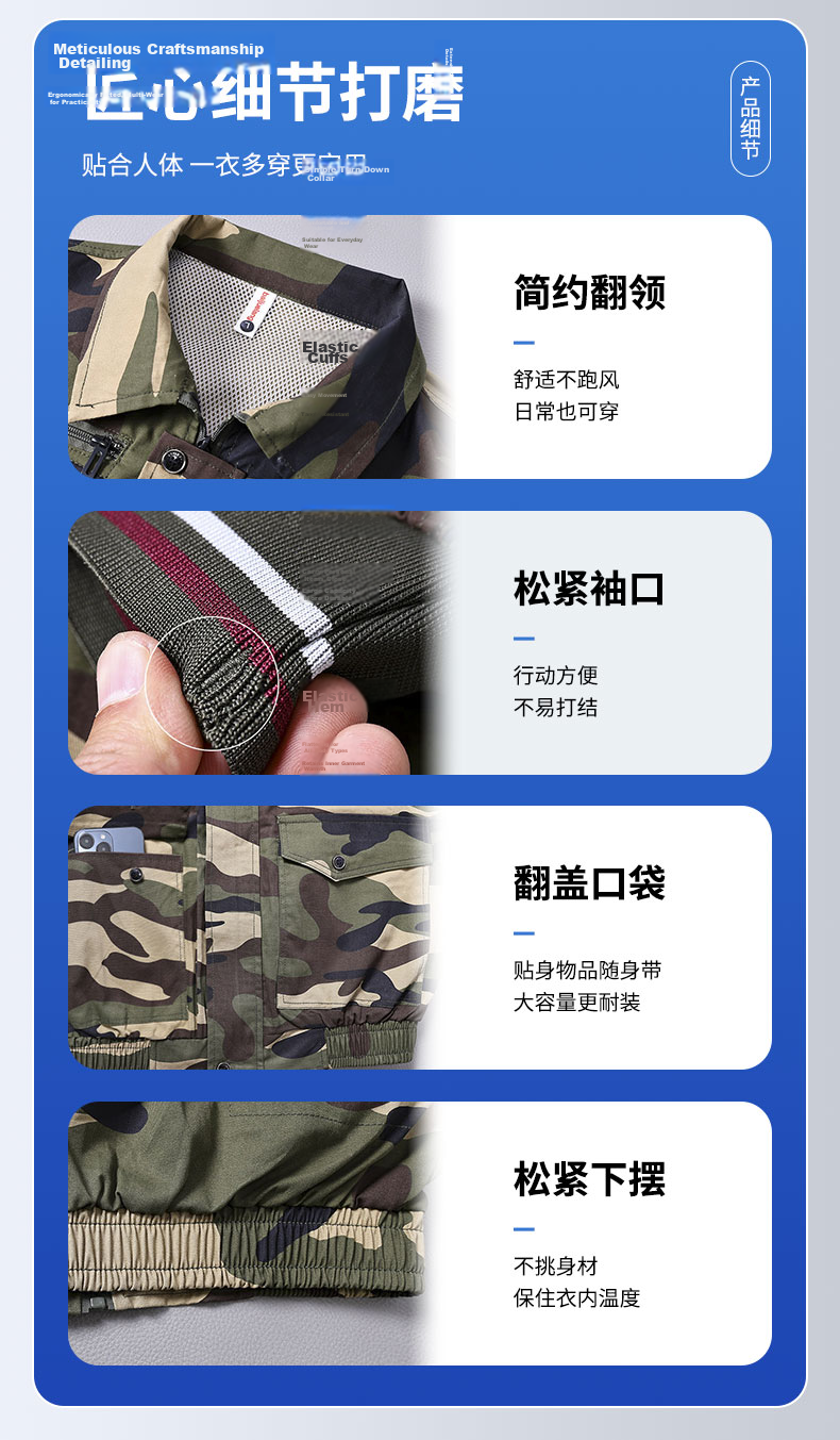BOLOLANZHI Men's Air-Conditioned Jacket with Fan Summer Cotton Workwear Breathable Outdoor Fishing Cooling High-Temperature Operation Engineering Uniform Customizable 7