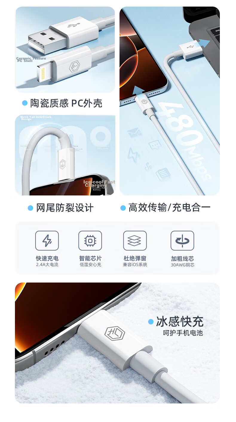JD Jingzao Apple PD30/20W Fast Charging Cable Type-C to Lightning for iPhone 14/13 Pro Max/12/11 Car Charger 1.5m 2