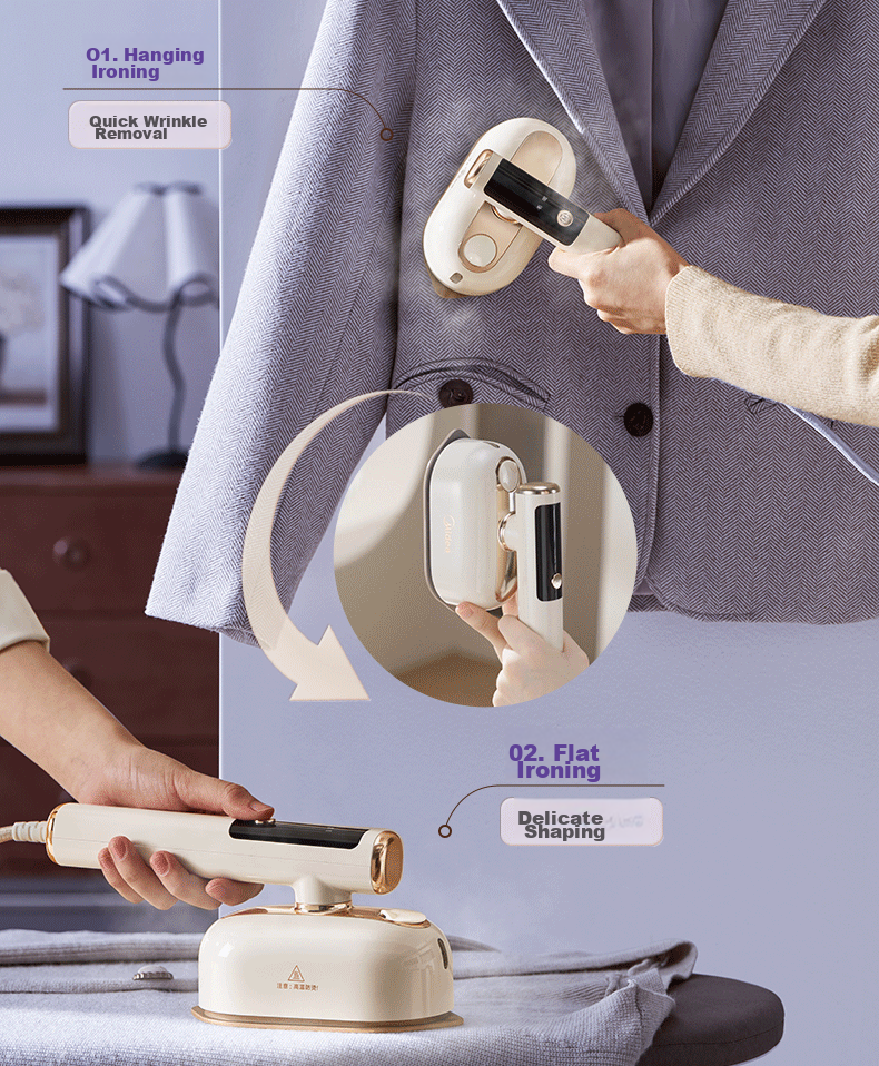 Midea Smart Digital Display Titanium Handheld Garment Steamer 25g/min Large Steam Portable Small Home Ironing Machine Gift YBD12AG1 18