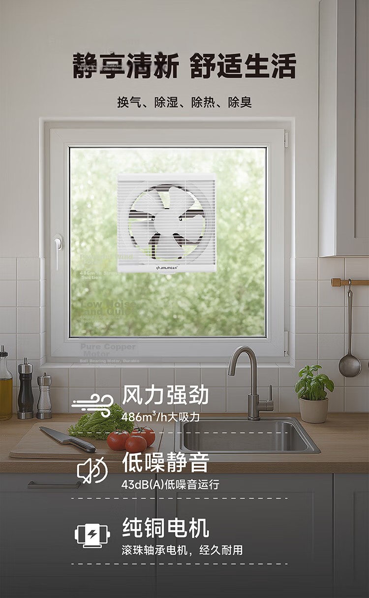 JINLING Powerful Exhaust Fan for Kitchen and Bathroom, Metal Body, Window and Wall Mounted 4