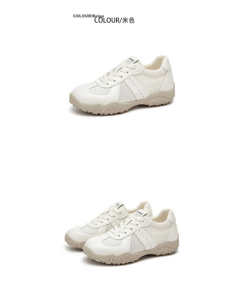 DAPHNE Women's Sports Casual Shoes, Lightweight Breathable, Height-Increasing Low-Top Lace-Up Training Shoes, Comfortable Travel Shoes, Beige, Size 36 26
