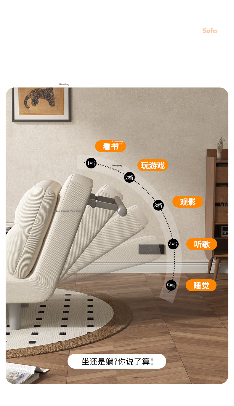 Warner New Sofa Bed Small Apartment Dual-Use Single Sofa Chair Office Nap Folding Bed S371 Gray 80 4