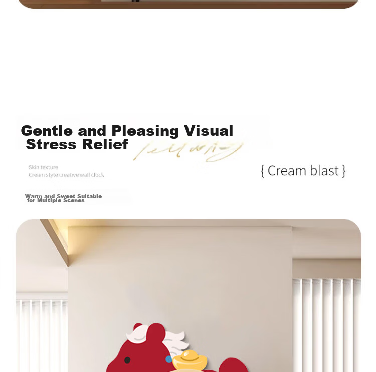 Mao Jiujiang No-Drill Cream Style Clock Modern Minimalist Home Dining Room Decorative Clock New Living Room Wall Clock Wall Art 13