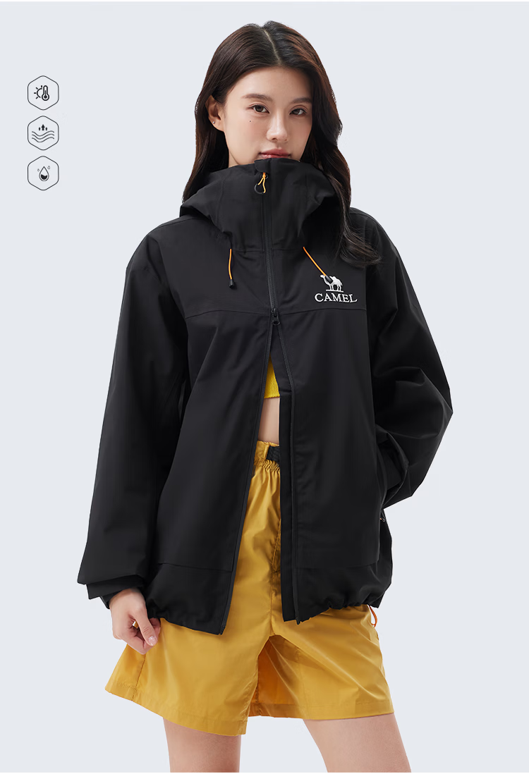 CAMEL Outdoor Waterproof Hooded Loose Three-Protection Casual Jacket Short Coat 3XL 20