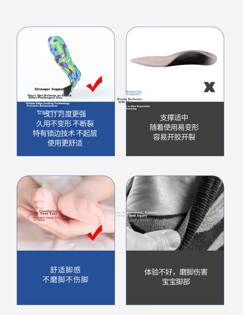 FOOTOPPO Children's Flat Foot Insoles XO Leg Bowlegged Flatfoot Arch Support Pads 8