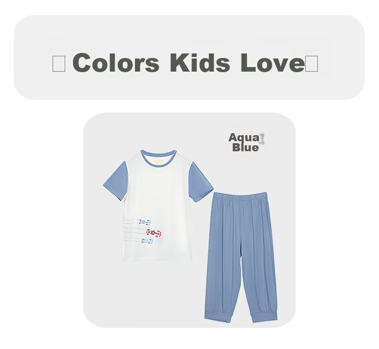Hodohome Children's Pajamas, Boys' Modal Cooling Sleepwear, Short-Sleeved Round Neck Air Conditioning Suit Set 237 140 13