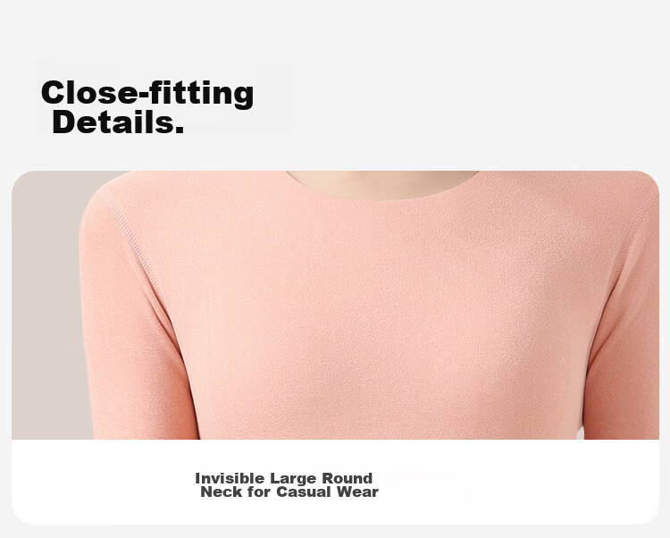 Urban Beauty [Goose Down Tencel] Women's Thermal Underwear Set Thickened Autumn Top and Bottom Base Layer Shirt 14