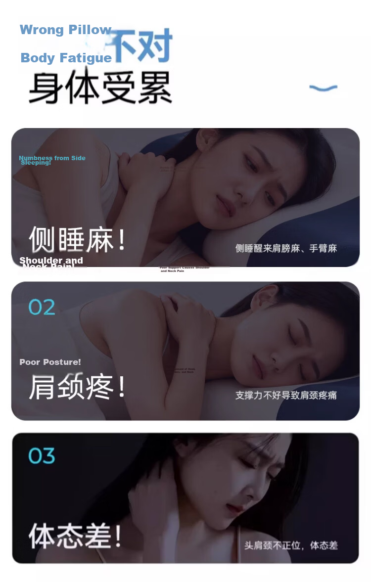 MiiOW Dual-Color Deep Sleep Neck Support Memory Pillow for Cervical Spondylosis, Single Piece 30*50cm 4