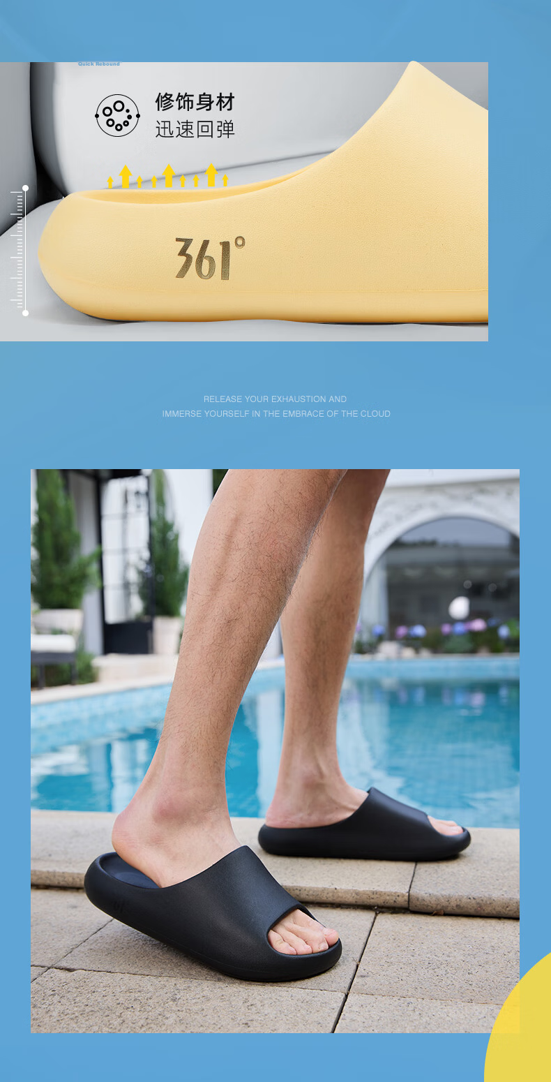 361° Cloud Thick Sole Slippers Women Non-Slip Soft Indoor Home Casual Flat Sandals Women's Slide Sandals 12