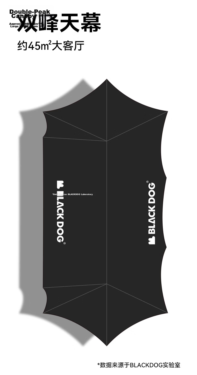 Black Dog Black Vinyl Canopy Outdoor Camping Tent Sunshade Extra Large 80㎡ Sunshade Area Night Black 3