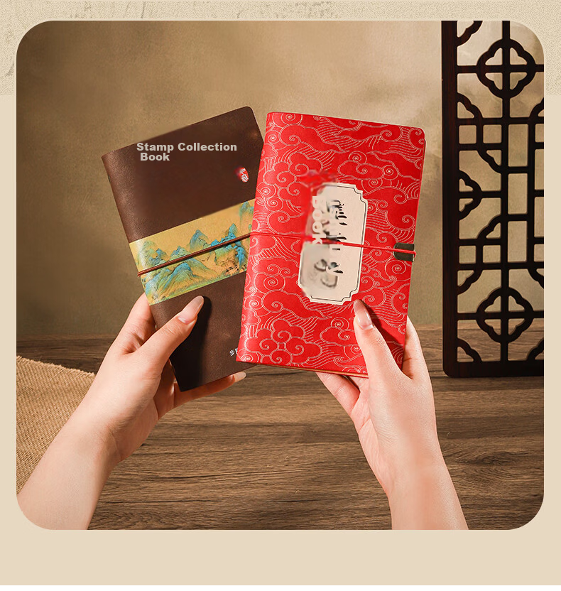 Wen'ao Stamping Loose-leaf Notebook A6 Blank Page Stamp Collection Book Beijing Palace Museum Tourist Souvenir Red - Auspicious Clouds 10