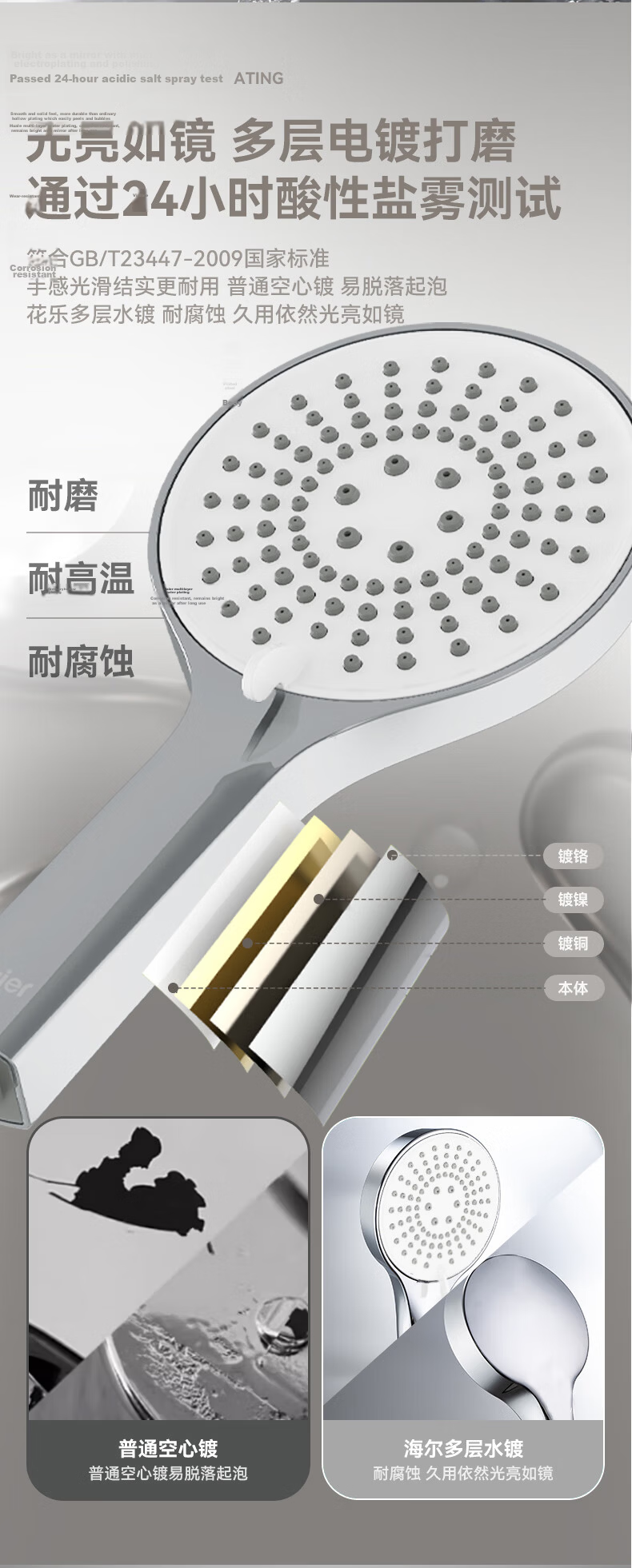Haier Household Three-Mode Water Output, No Installation Required, Universal Powerful Spray Gun, Large Panel Shower Handheld Handheld Shower Head P307 Gun Gray 10