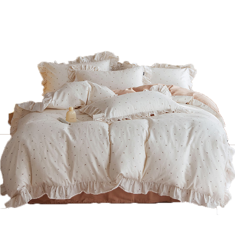 Dohia Home Textile Pure Cotton Four-Piece Set A-Class Double-Layer Gauze Bed Sheet Quilt Cover Double Bed Linen Set 1.8m Bed 229*230cm