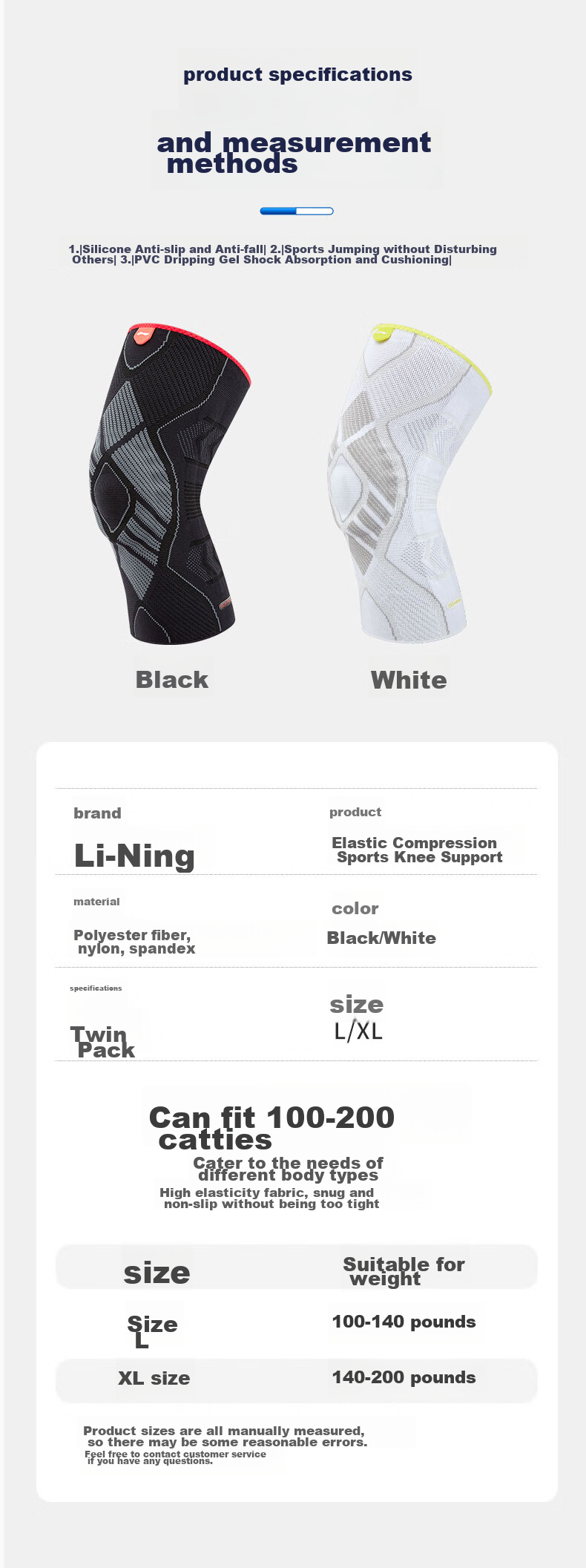 Li-Ning Knee Pads for Sports, Unisex Meniscus Protection, Suitable for Hiking, Basketball, Running, Patella Support, Soccer Knee Guards 8