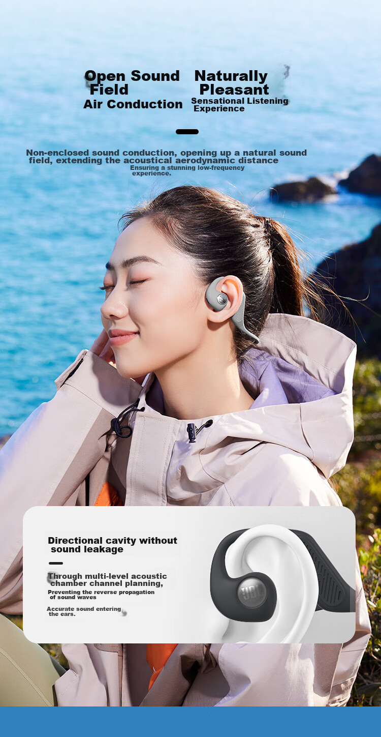 JBL [Liang Jingkun's Choice] Nearbuds2 Music Windstorm 2nd Generation Open Wireless Bluetooth Earphones, Non-In And Non-Ear-Hook Style, Not Bone Conduction, for Sports And Running, Black 4