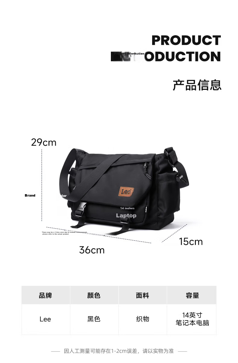 Lee Men's Crossbody Bag, New Large Capacity Shoulder Bag for Women, Casual Lightweight Messenger Bag, Commuter Bag for Going Out 3