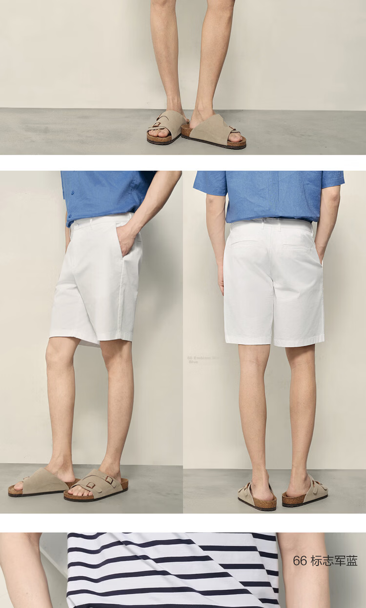 Giordano Men's 2026 Summer Elastic Cotton Mid-Low Waist Casual Shorts Korean Style 01106596 17