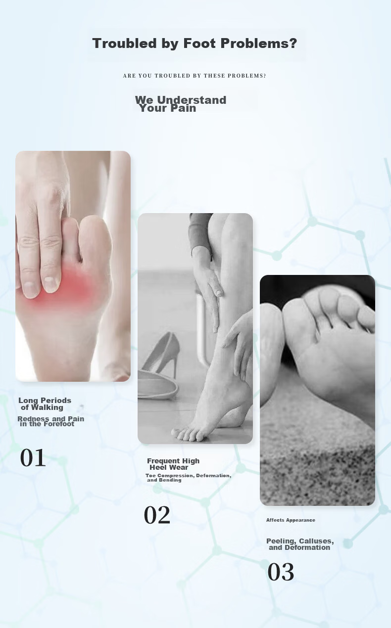 FOOTOPPO Silicone Forefoot Cushion Anti-Friction Pain Relief Half Insole for Women High Heels Non-Slip Foot Pain Relief Pressure-Reducing Insoles 2