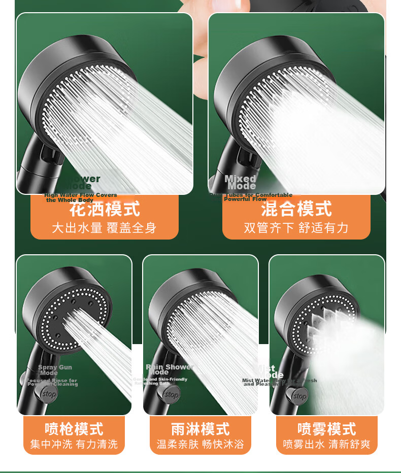 KEGOO Shower Head Set with Hose and Bracket, 3-Piece High-Pressure Handheld Shower Head, Universal Bath Sprinkler 4091 8