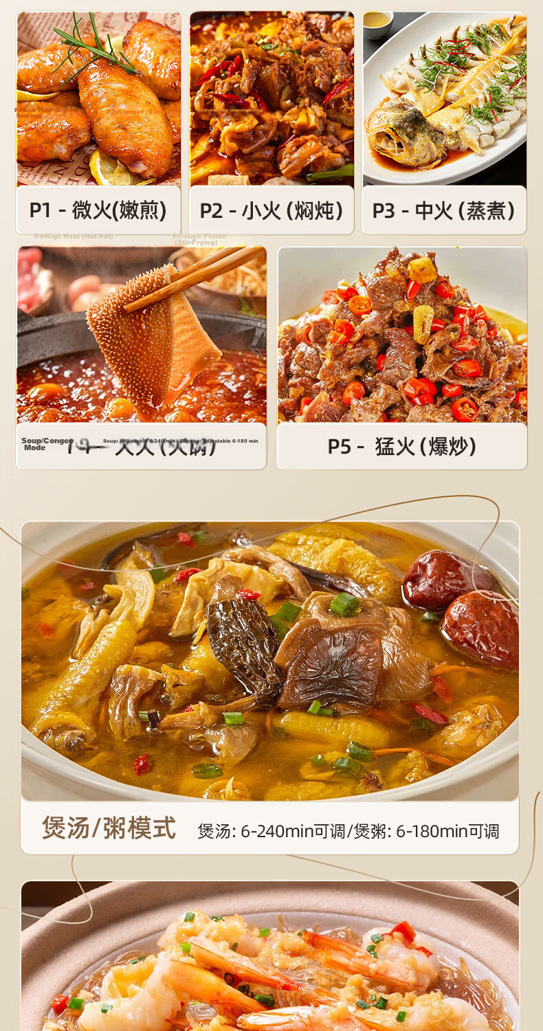 Youyang Electric Frying Pan Multi-Functional Electric Cooker 4.5L Honeycomb Crystal Pattern with Steamer Basket 8