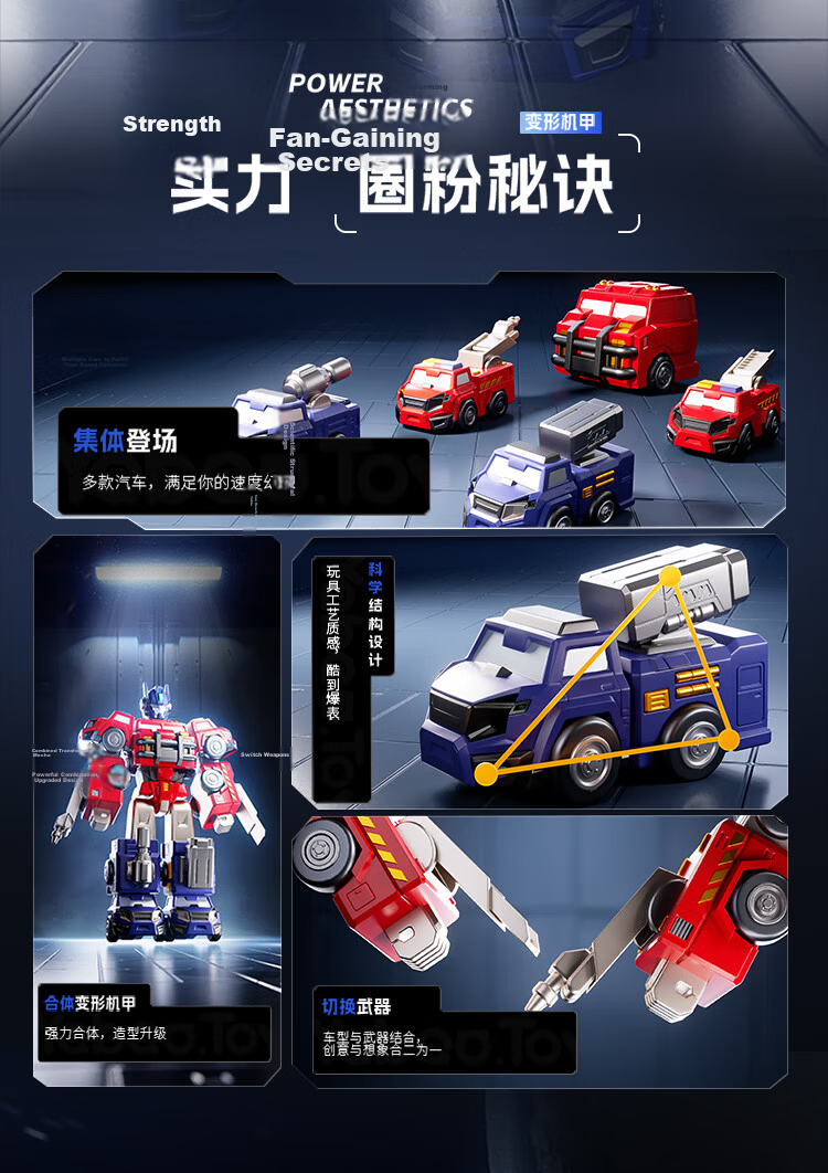 AoZhiJia Children's Transformable Magnetic Robot Assembly Toy Model, Educational Toy Car for Boys Aged 3-6, Birthday Gift 4