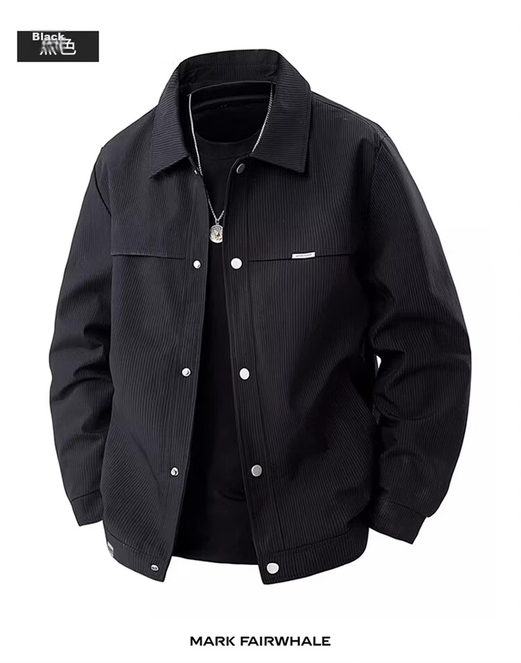 MARK FAIRWHALE Men's Jacket Spring Autumn Business Casual High-End Workwear Black 4XL 15