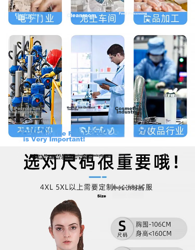 Mulang Anti-Static Two-Piece Cleanroom Suit Food Factory Protective Clothing Electronics Workshop Dustproof Workwear White 2XL [Jing Suda] 9