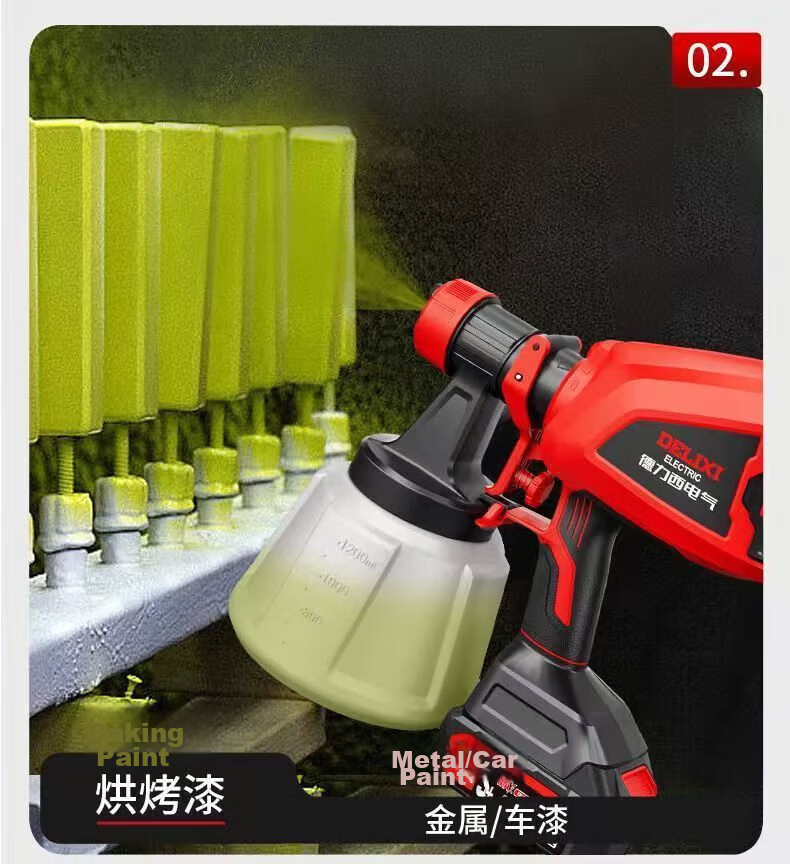 DELIXI ELECTRIC Electric Spray Gun Paint Sprayer Latex Paint Coating Car Door Spray Tool 4.0 One Battery One Charger 9