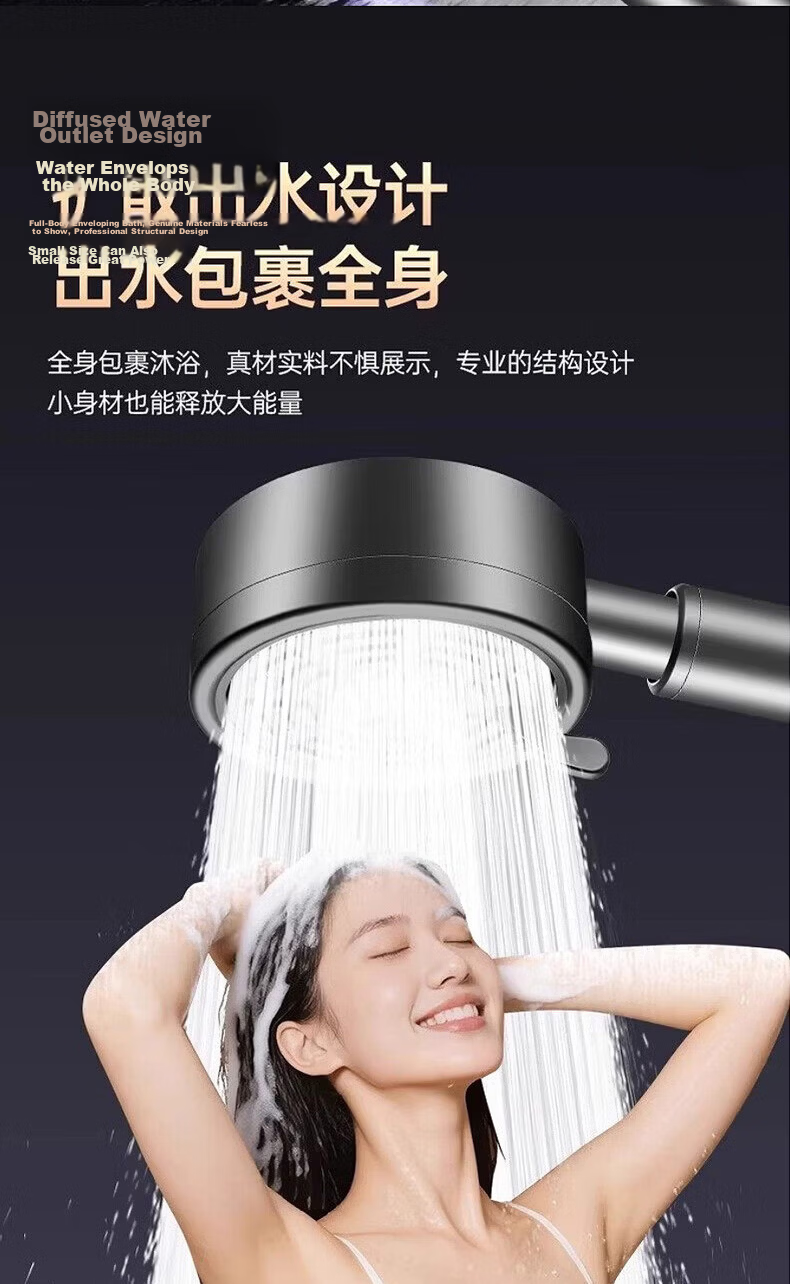 HOMK Seiko Shower Head High-Pressure Shower Set 304 Bathroom Shower Head with Hose 8