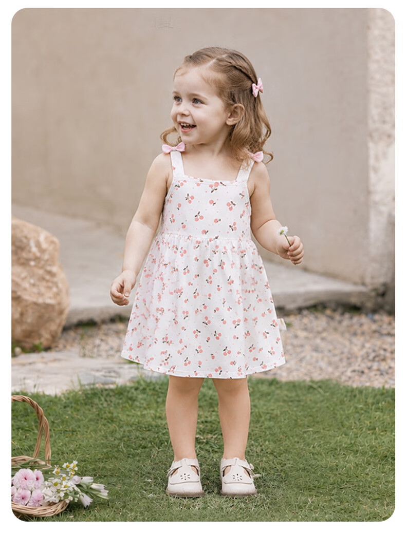 Babyprints Girls' Dress Baby Cotton Strap Dress Summer Baby Sweet Princess Dress Soft Breathable Yellow 90cm 13