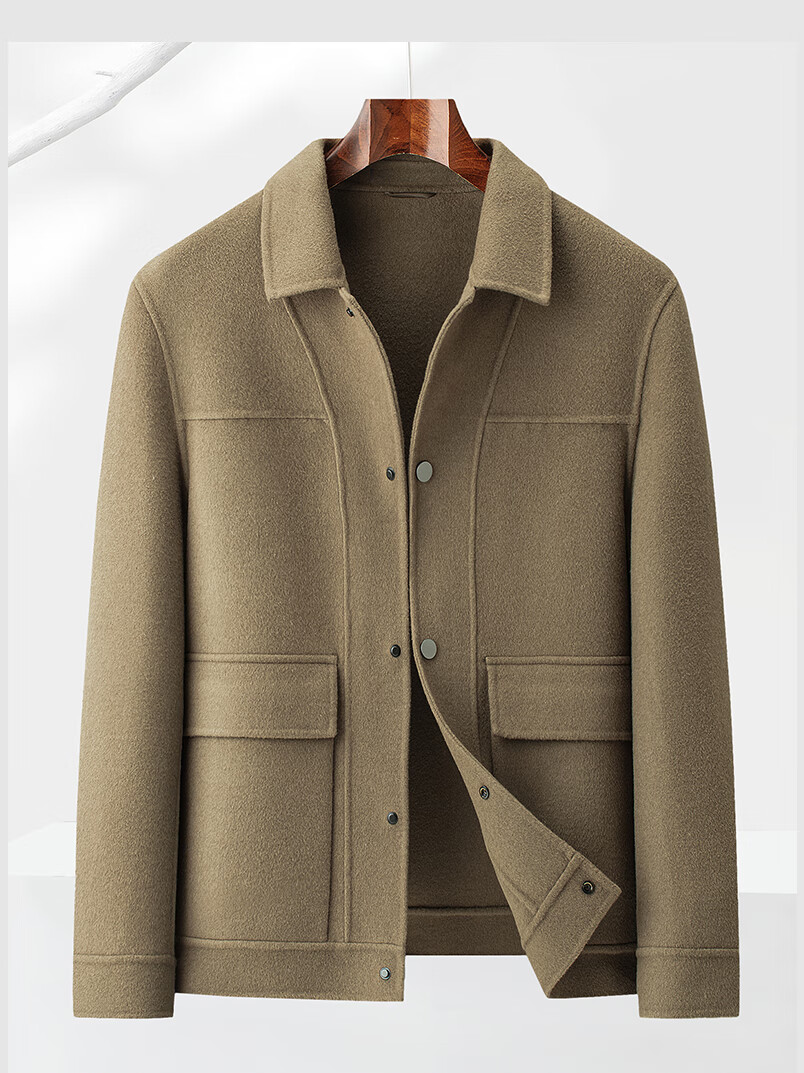 FIRS Men's Double-Faced Wool Jacket, Spring And Autumn Casual Warm Lapel Coat, Short Woolen Overcoat for Me 6